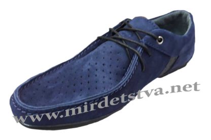 Синие замшевые мокасины со шнуровкой Golovin 336-2-22P