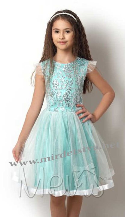 Детское нарядное бирюзовое платье Mevis 2418-03