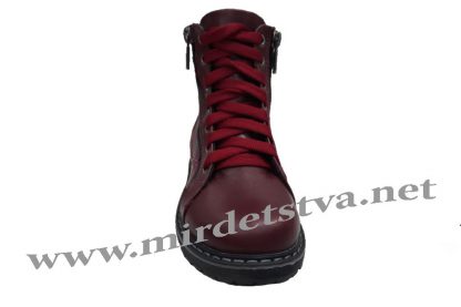 Бордовые зимние кожаные ботинки для девочек Tops ЗД-735Н