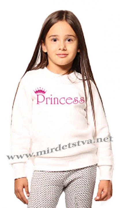 Детский белый свитшот с начесом для девочки Овен Бидди 18Д-281-11