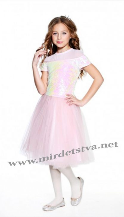 Нарядное блестящее платье для девочки с пайетками Lukas 8152