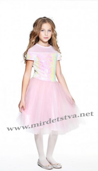 Нарядное блестящее платье для девочки с пайетками Lukas 8152
