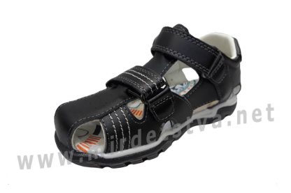 Черные детские кожаные сандалии на мальчика B&G BG190-928