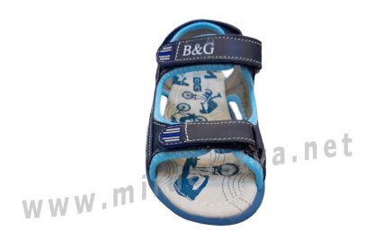 Открытые синие кожаные сандалии на мальчика B&G BG190-927