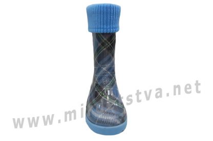 Утепленные резиновые сапоги AlisaLine Color401 Шотландка мини синяя