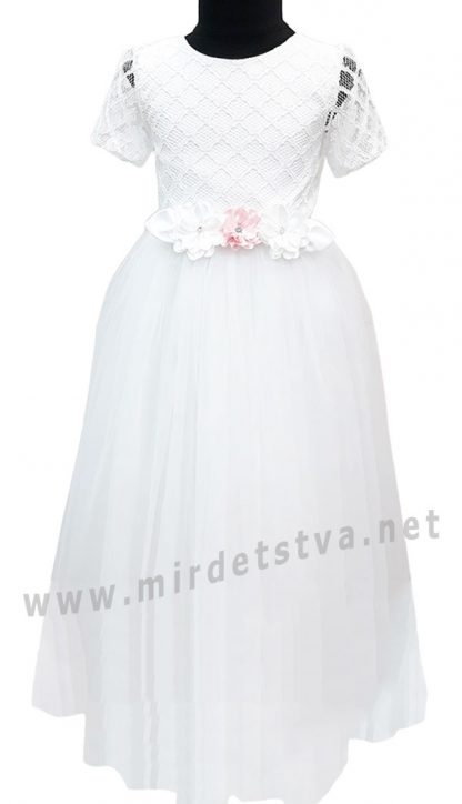 Ажурное белое платье с длинной пышной юбкой для девочки Helena Kids РЦ