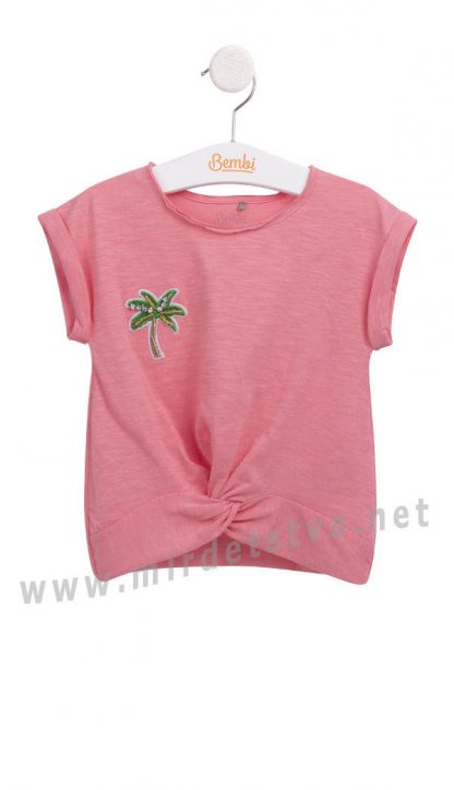 Современная детская нарядная коралловая футболка Бемби ФБ626