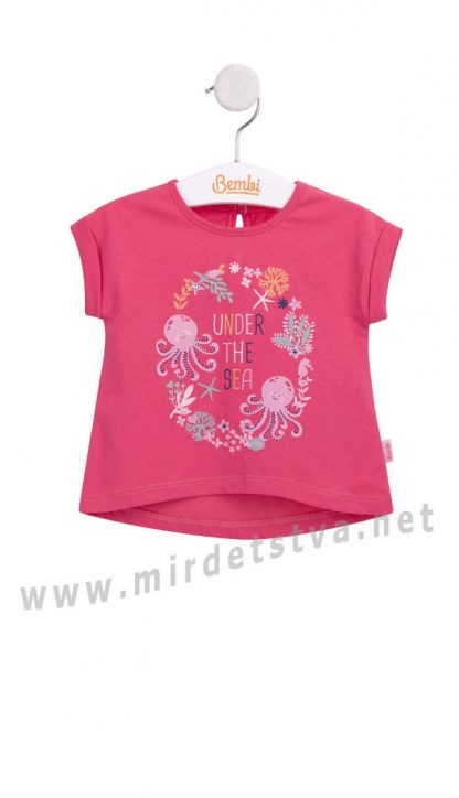 Яркая коралловая футболка для девочек Бемби ФБ632