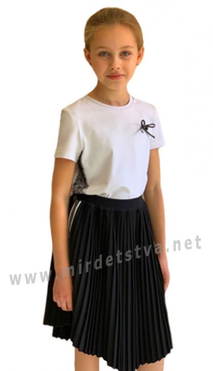 Черная плиссированная юбка с лампасами в школу Lukas 9237