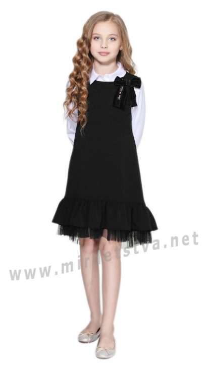Красивое школьное черное платье сарафан Lukas 8255
