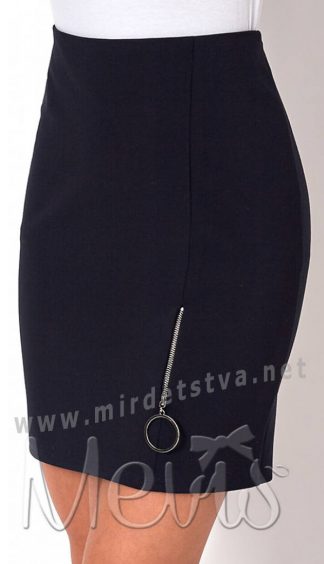 Синяя прямая школьная подростковая юбка на девочку Mevis 2697-01