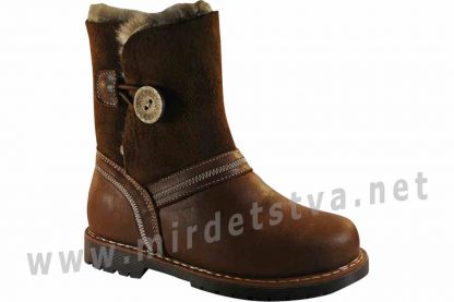 Красивые кожаные ортопедические зимние ботинки для девочки 4Rest Orto 06-712МЕХ