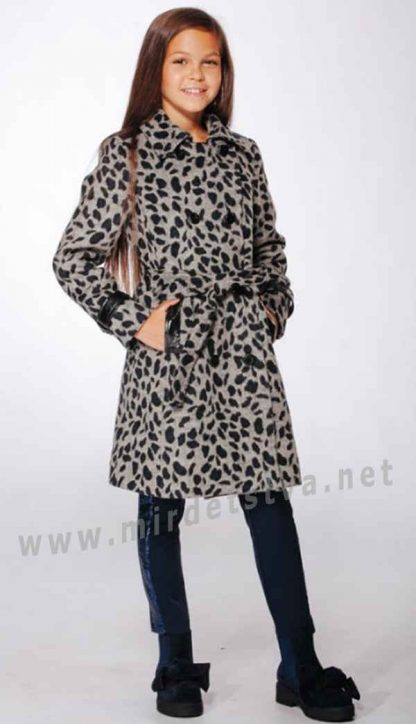 Стильное и модное леопардовое пальто для девочки Lukas 9322