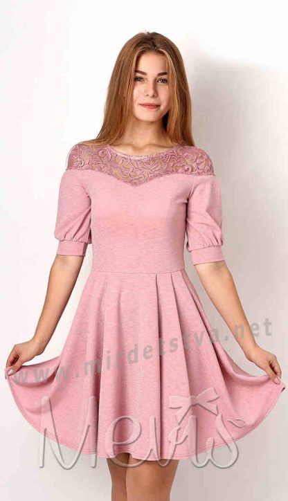 Трикотажное розовое платье Mevis 3156-02