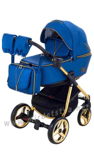 Синяя коляска 2в1 Adamex Sierra Polar Gold Y220 кожа синий