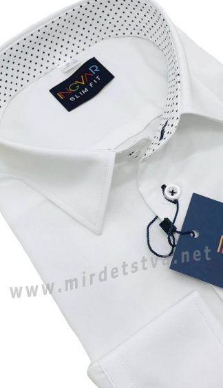 Детская белая рубашка с длинным рукавом INGVAR 616/524 slim fit