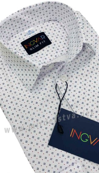 Красивая белая рубашка для мальчиков INGVAR 8012/1 slim fit