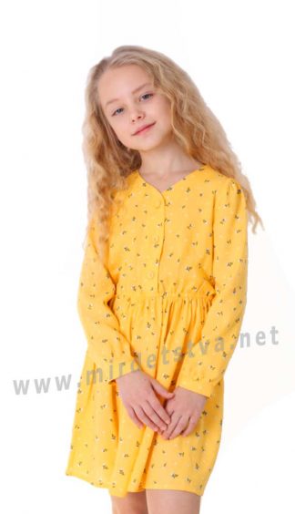 Хлопковое желтое платье Mevis 3746-02 для девочки