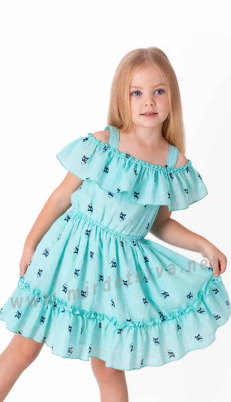 Летнее бирюзовое платье для девочки Mevis 3655-02