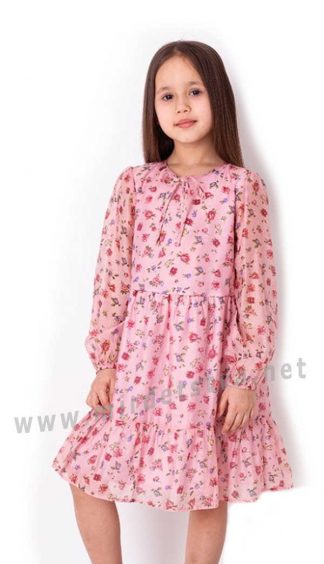Розовое детское шифоновое платье Mevis 3861-01