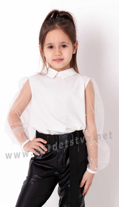 Нарядная шифоновая детская блузка с рукавами сетка Mevis 3799-02