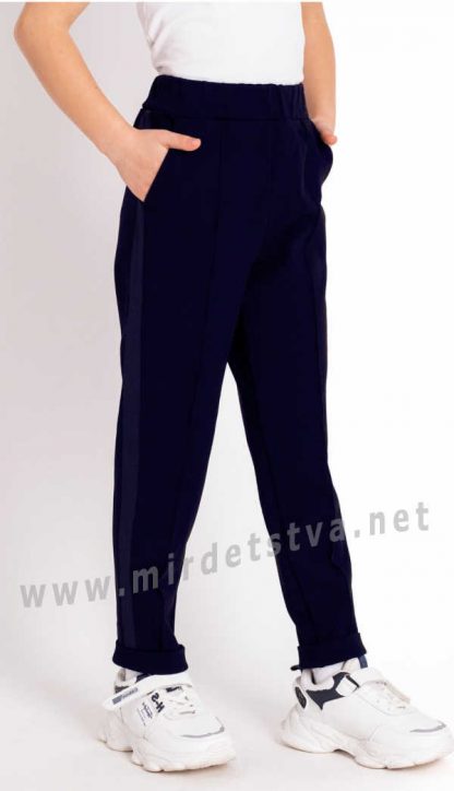 Стильные школьные синие брюки девочке Mevis 3742-01