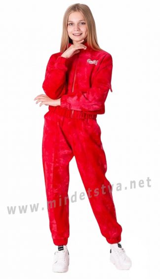 Теплый красный спортивный костюм тай — дай на девочку подростка Mevis 3626-01