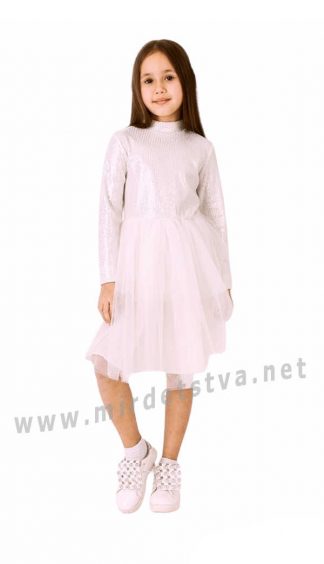 Белое нарядное детское платье с пышной юбкой Mevis 4056-02
