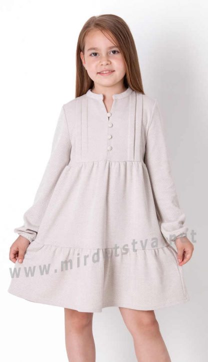 Бежевое платье с длинным рукавом на девочку Mevis 3913-01