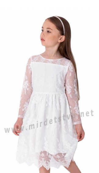 Белое праздничное детское платье Mevis 4048-02