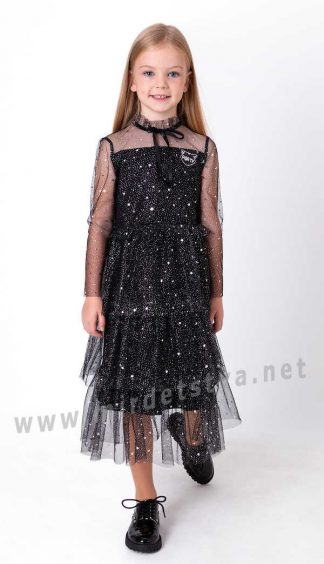 Нарядное детское черное платье в винтажном стиле для девочки Mevis 4040-02