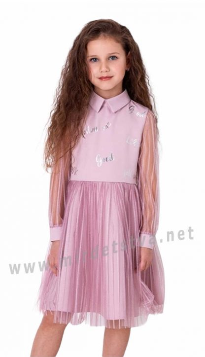 Нарядное розовое платье с пышной юбкой на девочку Mevis 4049-04