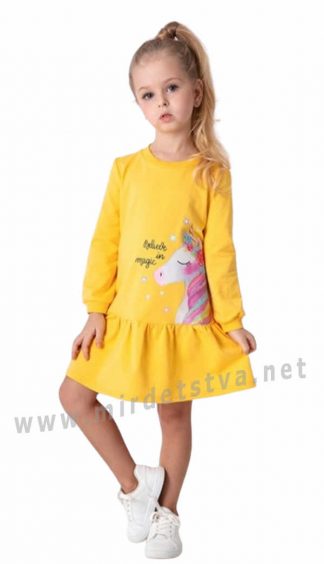Детское желтое платье в садик на девочку Mevis 4301-03