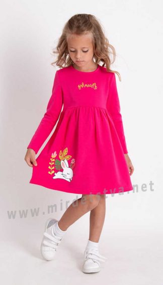 Трикотажное теплое малиновое платье на девочку Mevis 3877-01