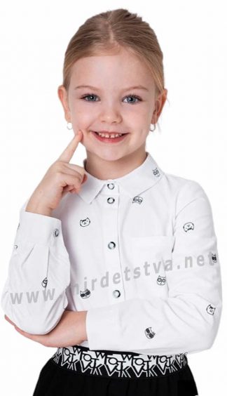 Белая школьная блуза на девочку Mevis 4362-01
