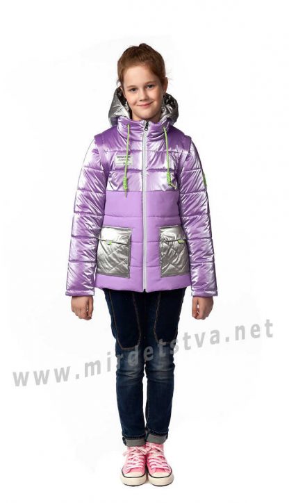 Детская демисезонная сиреневая куртка жилетка для девочки Nestta Mishel