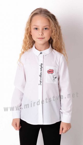 Белая блуза-рубашка для школьницы Mevis 3687-01