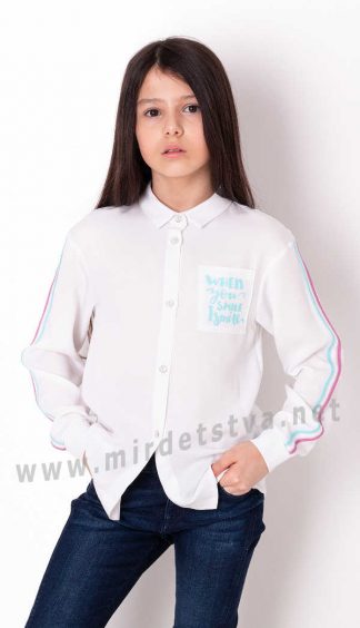 Белая детская хлопковая блузка Mevis 3657-02