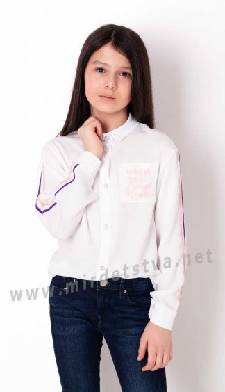 Стильная школьная рубашка хлопок на девочку Mevis 3657-01