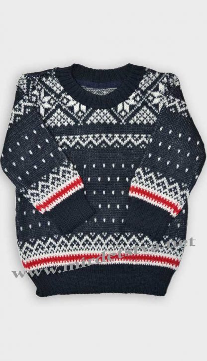 Вязаный свитер детский Gusenica «Снежинка» темно-синий